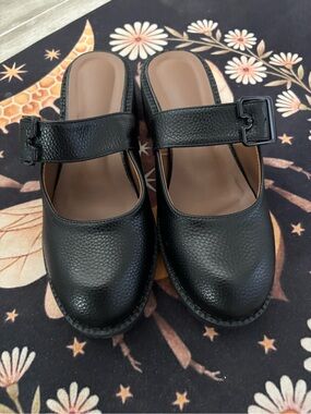 Black Mary Jane Clog Mules with Adjustable Strap- new without tags